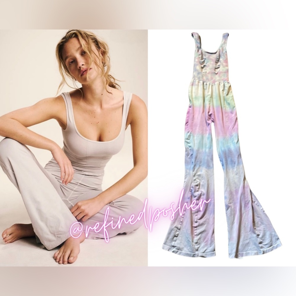 Free People Movement Good Karma Flared Onesie Iced Grey Tie Dye size XS/S 🌈